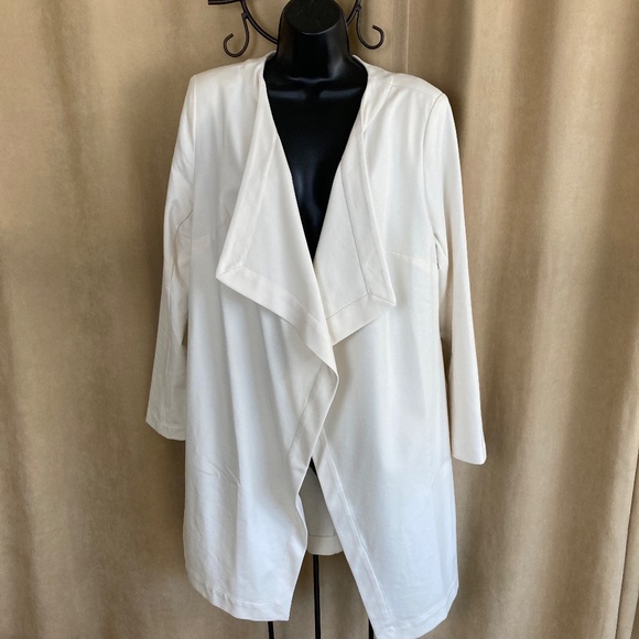 NWT Lane Bryant Long Blazer, Draped Lapels, white, size 10/12 - Picture 9 of 16